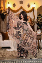 Load image into Gallery viewer, Market of Stars Momento Bohemian Scarf w/ floral print, starling &amp; skull
