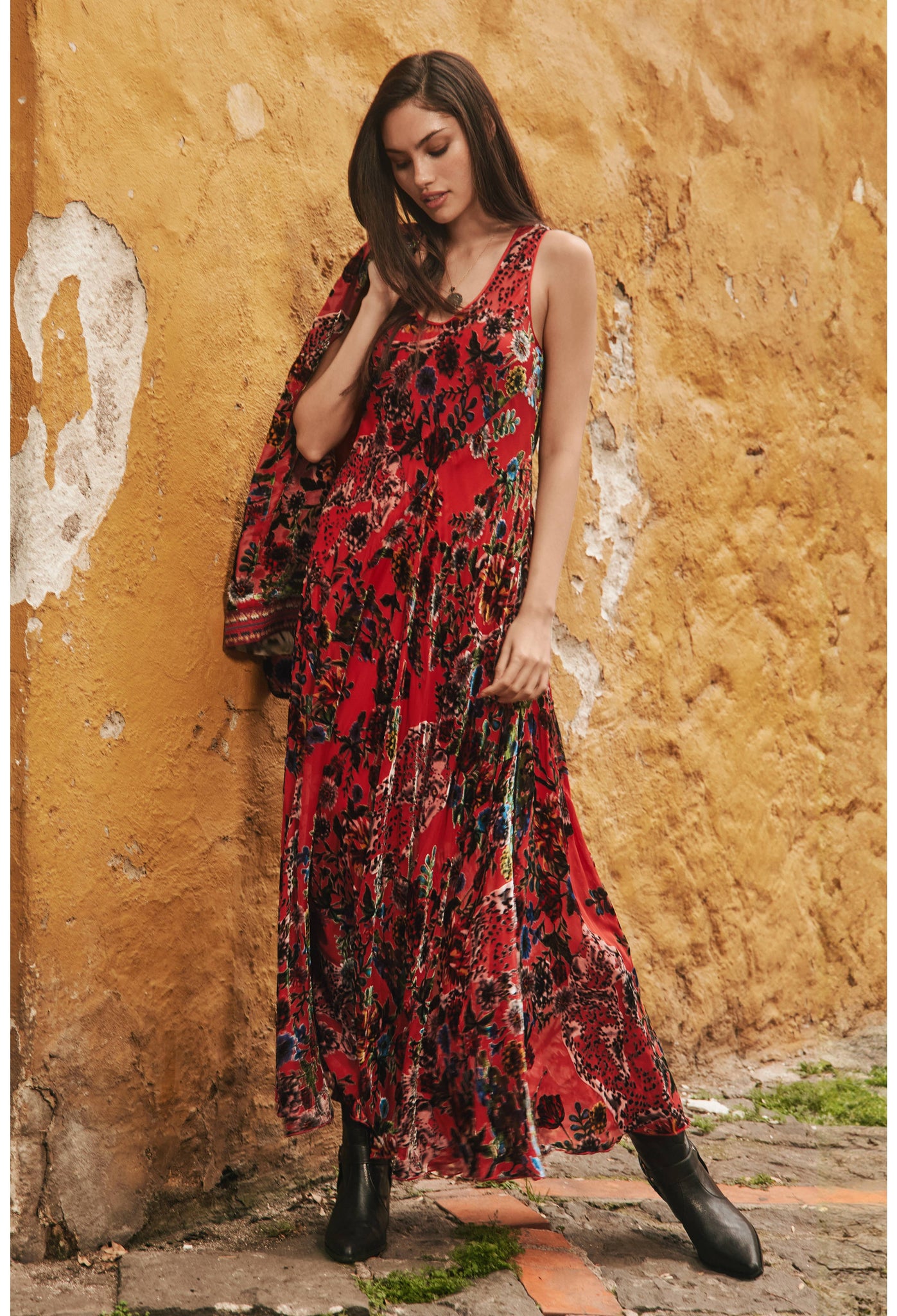 johnny was red dress New Johnny Was Beesley Embroidered Maxi Red Dress L