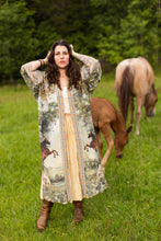 Load image into Gallery viewer, Market of Stars Born to Run Opera Duster Kimono Robe w/ Horse &amp; Flower Print
