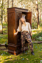 Load image into Gallery viewer, Market of Stars Lionheart Linen Crop Artist Pant w/ florals &amp; Narnia print
