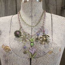 Load image into Gallery viewer, The Primitive Peddler Blooming Purple Lilies Layered Necklace
