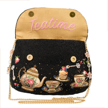 Load image into Gallery viewer, Mary Frances Tea Time Black And Gold Fairytale Beaded Crossbody Handbag
