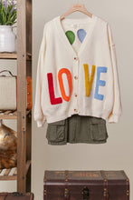 Load image into Gallery viewer, Mello Love Lettering Heart Patchwork V Neck Cardigan
