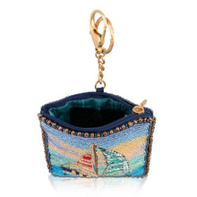 Load image into Gallery viewer, Mary Frances Yacht Life Blue Sailboat Coin Purse
