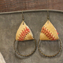 Load image into Gallery viewer, The Primitive Peddler Leather &amp; Thread Baseball Earrings
