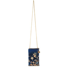 Load image into Gallery viewer, Mary Frances Fairy Dust and Floral Blue Beaded Crossbody Phone Bag
