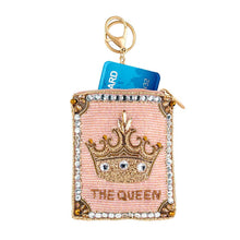 Load image into Gallery viewer, Mary Frances Crowned Jewel Beaded Pink with Gold Crown Coin Purse
