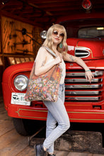Load image into Gallery viewer, Market of Stars Love Language Heart and Floral Print Linen Tote Bag
