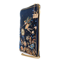 Load image into Gallery viewer, Mary Frances Fairy Dust and Floral Blue Beaded Crossbody Phone Bag
