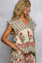 Load image into Gallery viewer, Pol Clothing V-Neck Floral Pattern Ruffle Sleeve Top
