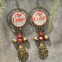 Load image into Gallery viewer, The Primitive Peddler Vintage Coca Cola Santa &amp; More Charm'd Dangle Earrings
