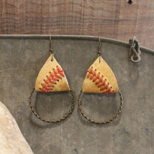 Load image into Gallery viewer, The Primitive Peddler Leather &amp; Thread Baseball Earrings
