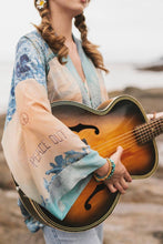 Load image into Gallery viewer, Market of Stars Peace Out Cropped Kimono Pixie Duster with Doves and Sunrise
