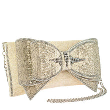 Load image into Gallery viewer, Mary Frances Fancy Bow Beaded Ivory Bow Crossbody Clutch
