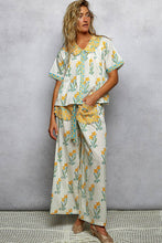 Load image into Gallery viewer, Pol Clothing Floral Pattern V-Neck Short Sleeve Roomy Fit Top

