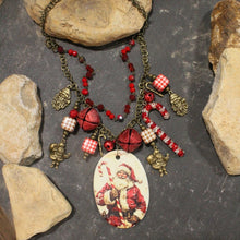 Load image into Gallery viewer, The Primitive Peddler Candy Cane Santa Charm'd Necklace
