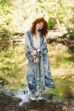 Load image into Gallery viewer, Market of Stars Let The Light In Opera Duster Kimono Robe Blue Delft Toile 
