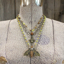 Load image into Gallery viewer, The Primitive Peddler Buzzing Along Olive Layered Necklace
