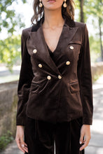 Load image into Gallery viewer, CHOKLATE PARIS Double-breasted velvet blazer with gold buttons
