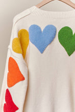 Load image into Gallery viewer, Mello Love Lettering Heart Patchwork V Neck Cardigan
