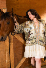 Load image into Gallery viewer, Market of Stars Born to Run Pixie Duster Crop Kimono w/ Horse &amp; Flower Print
