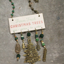 Load image into Gallery viewer, The Primitive Peddler Pine Forest Christmas Tree Patch Charm&#39;d Necklace
