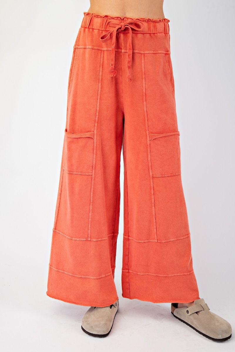 Easel Mineral Washed Terry Knit Pants
