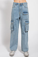 Load image into Gallery viewer, Easel Washed Denim Cargo Pants
