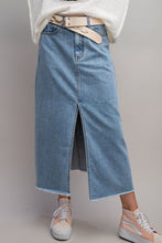 Load image into Gallery viewer, Easel Front Slit Washed Denim Skirt
