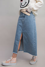 Load image into Gallery viewer, Easel Front Slit Washed Denim Skirt
