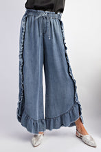 Load image into Gallery viewer, Easel Washed Ruffle Chambray Loose Fit Pants
