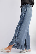 Load image into Gallery viewer, Easel Washed Ruffle Chambray Loose Fit Pants
