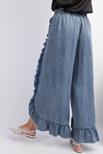 Load image into Gallery viewer, Easel Washed Ruffle Chambray Loose Fit Pants
