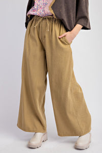 Easel Washed Twill Wide Leg Pants