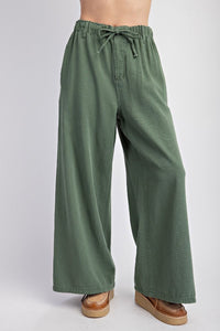 Easel Washed Twill Wide Leg Pants