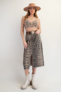 Easel Animal Printed Twill Skirt