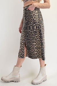 Easel Animal Printed Twill Skirt