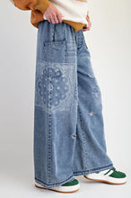 Load image into Gallery viewer, Easel Patchwork Printed Washed Denim Pants
