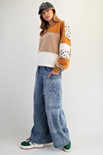 Load image into Gallery viewer, Easel Patchwork Printed Washed Denim Pants
