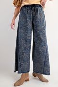 Easel Animal/Floral Printed Washed Denim Pants