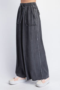 Easel Washed Chambray Palazzo Pants