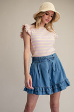 Load image into Gallery viewer, Easel Ruffle Bottom Washed Denim Shorts
