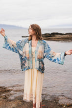 Load image into Gallery viewer, Market of Stars Peace Out Cropped Kimono Pixie Duster with Doves and Sunrise
