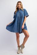 Easel Be Mine Denim Mini Shirt Dress