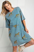 Load image into Gallery viewer, Easel Mineral Wash Cheetah Print TShirt Dress
