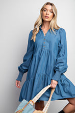 Load image into Gallery viewer, Easel Long Sleeve Washed Denim Dress
