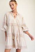 Easel Mineral Washed Cotton Tiered Dress