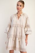 Easel Mineral Washed Cotton Tiered Dress