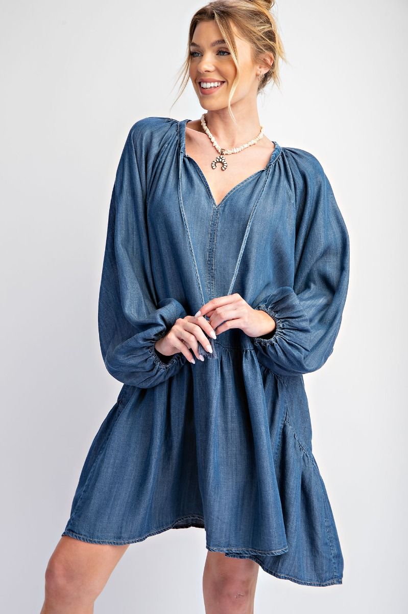 Easel Washed Denim Tiered Dress – The Colony Shop