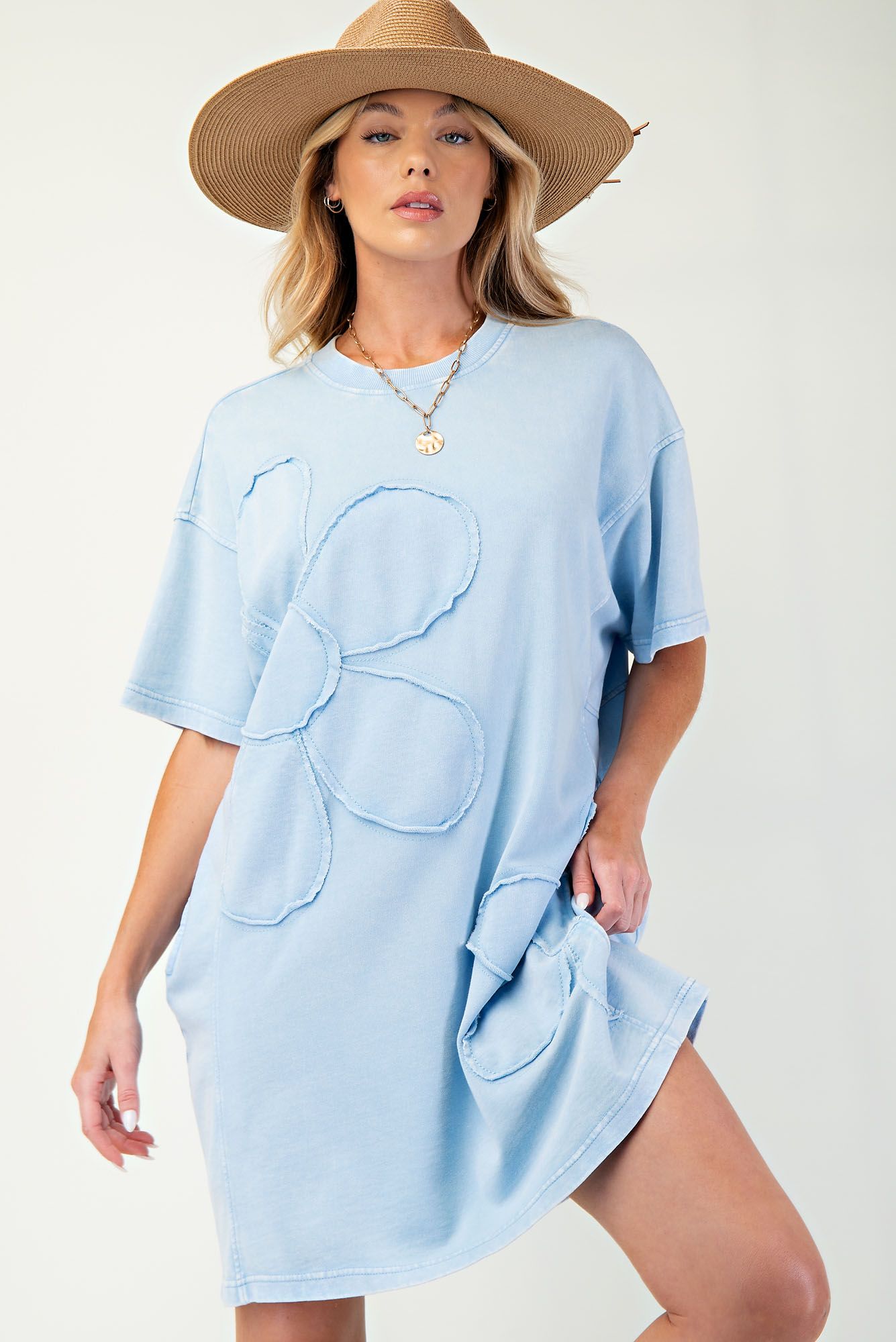 patch t shirt dress Patch Pocket T-shirt Dress - Expressive Floral